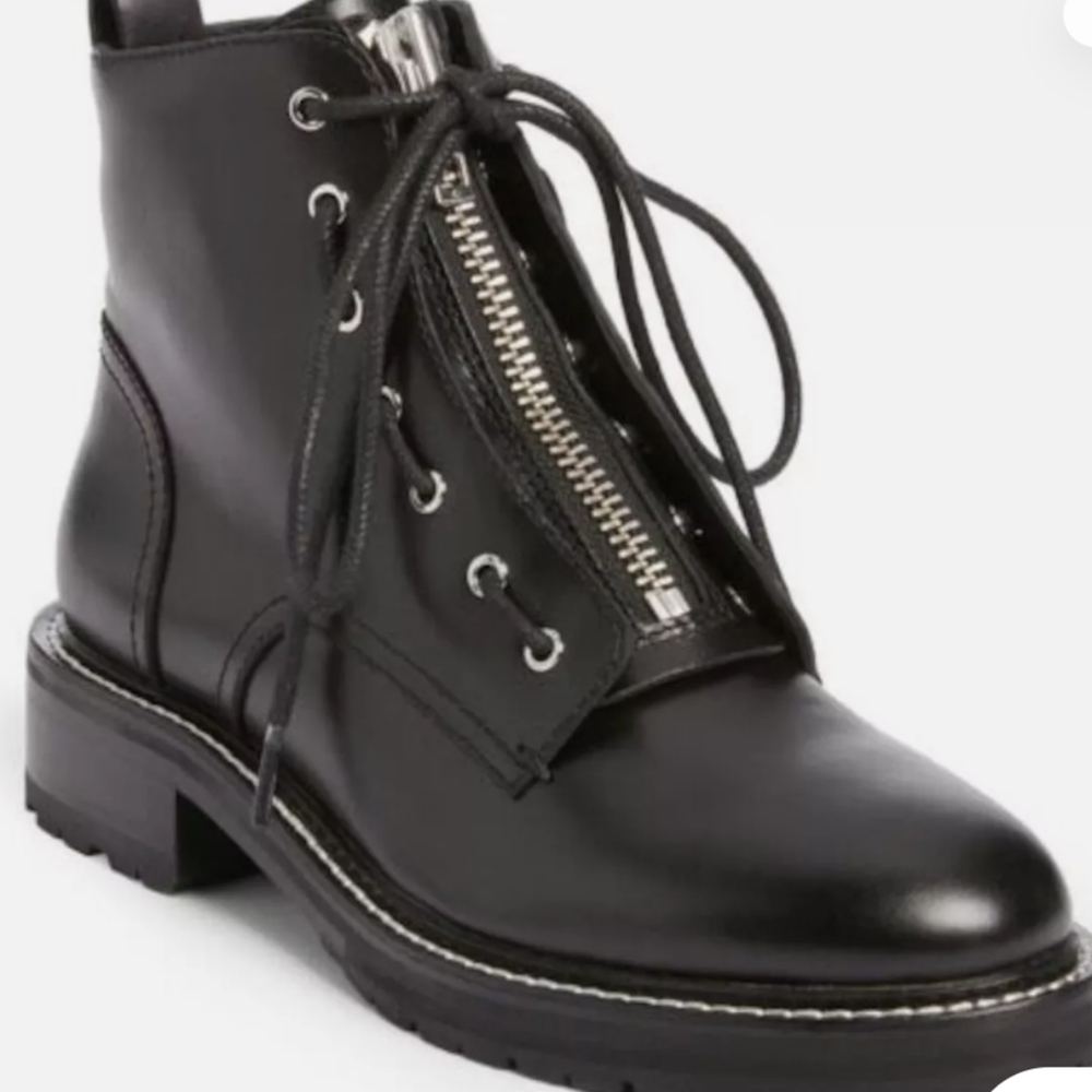 RAG & BONE Cannon Combat Zipper Boots in Black Leather NEW Size 41 / 11